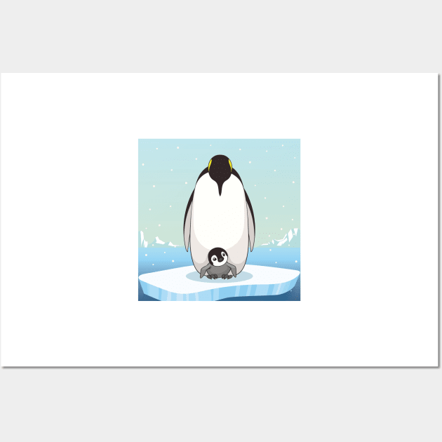 Family of penguins in cartoon style. Penguin character design. vector illustration Wall Art by tomodaging